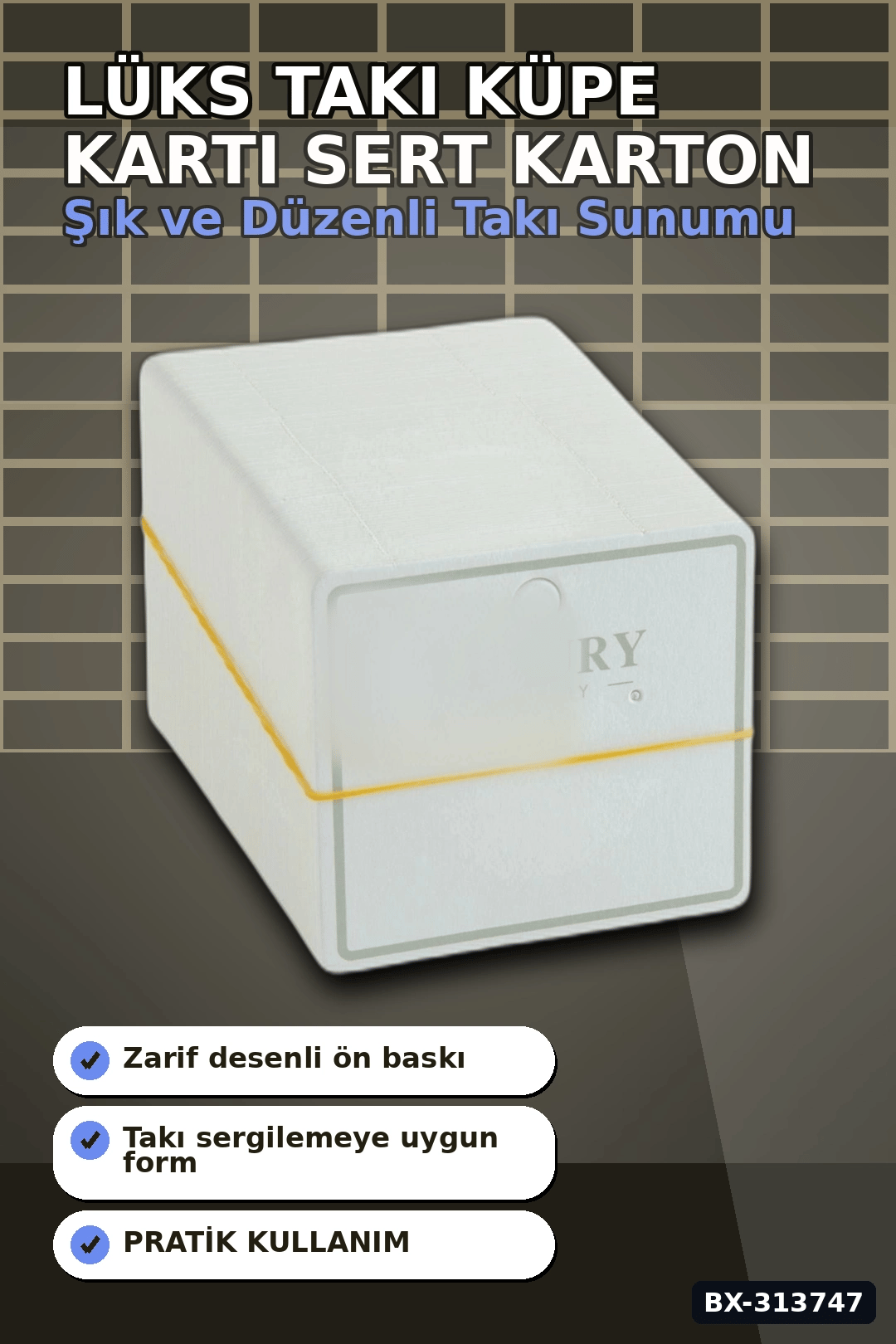 Dikdörtgen Takı Küpe Kartı 5x6 Cm 100 Adet Balya Paket Sert Karton BX-313747