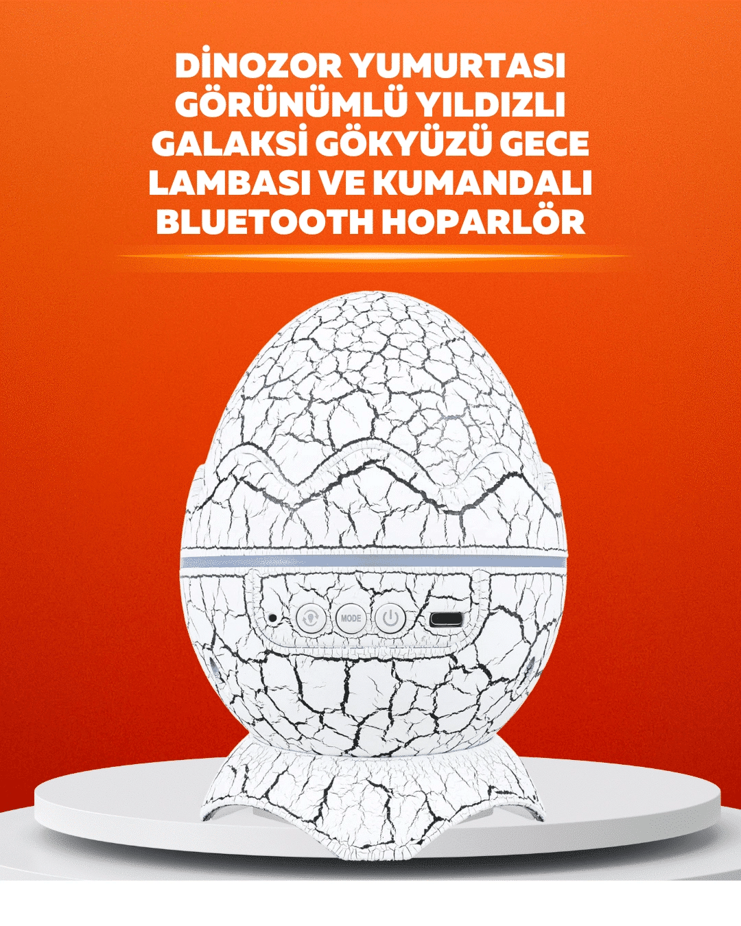 Dinozor Yumurtası Tasarımlı Projektörlü Gece Lambası