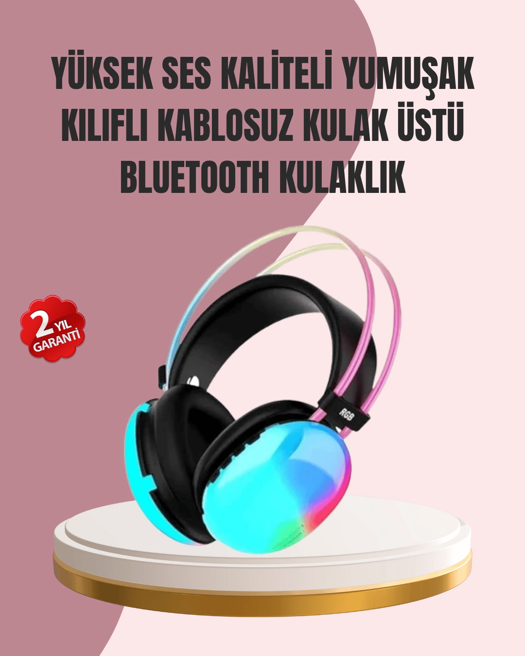 Düşük Gecikmeli Bluetooth 5.3 Gaming Kulaklık – RGB Işıklı