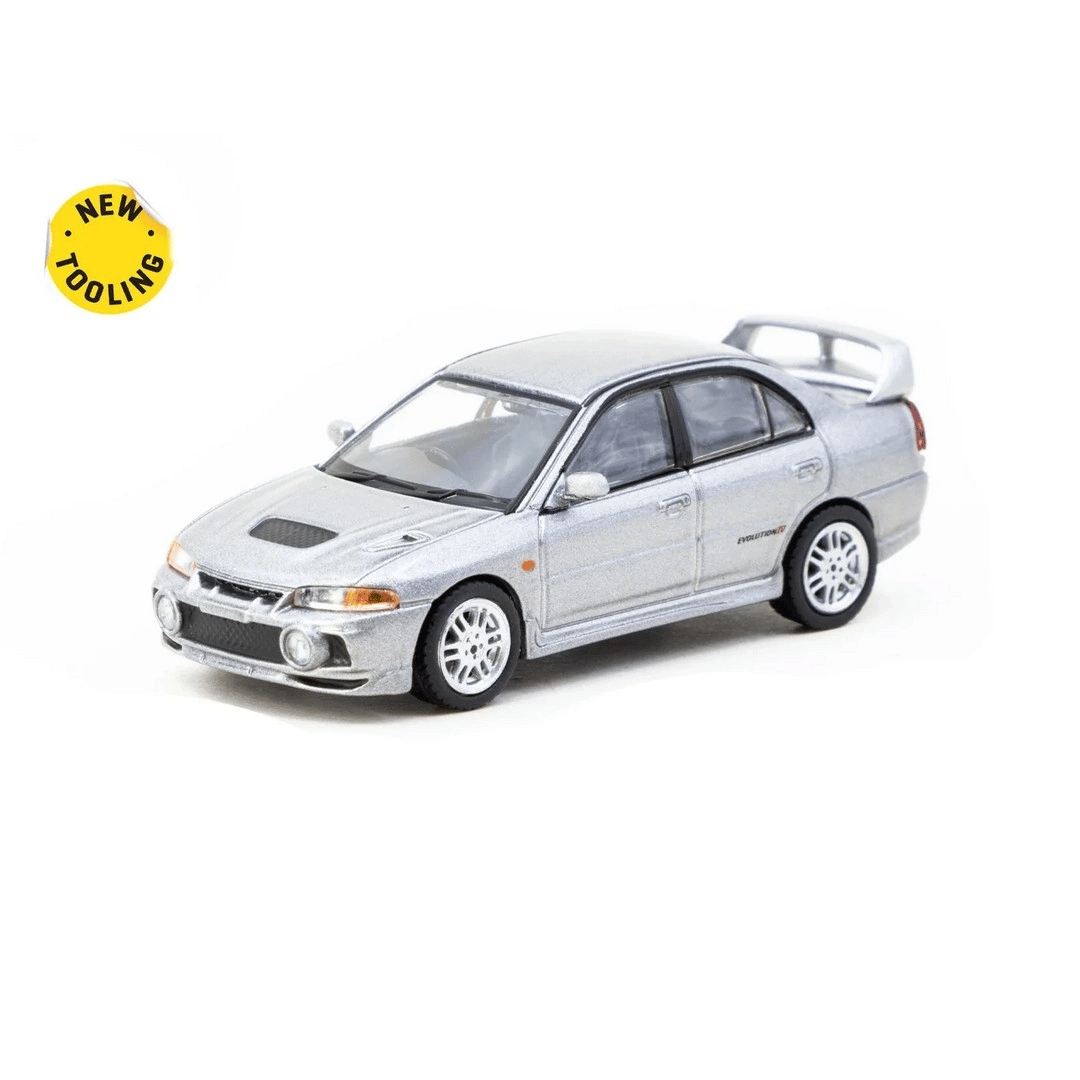 Eco Lounge 1/64 Mitsubishi Lancer GSR lution IV Silver with Tarmac Cards