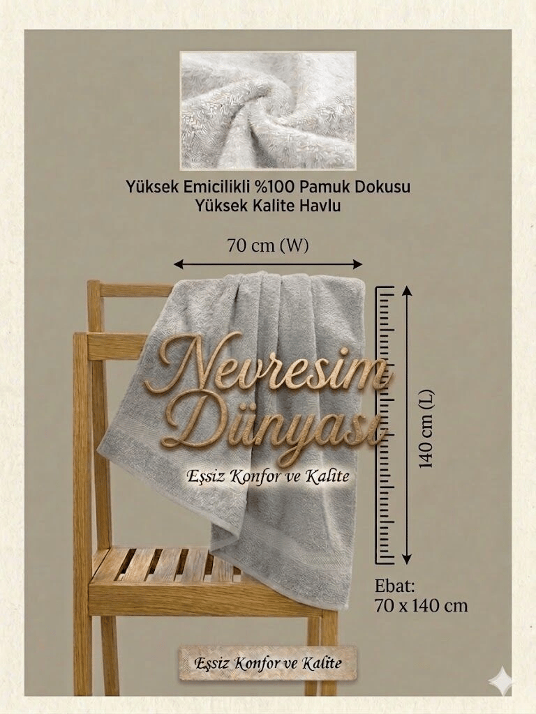 Eco Lounge Prime Havlu 70x140 Gri