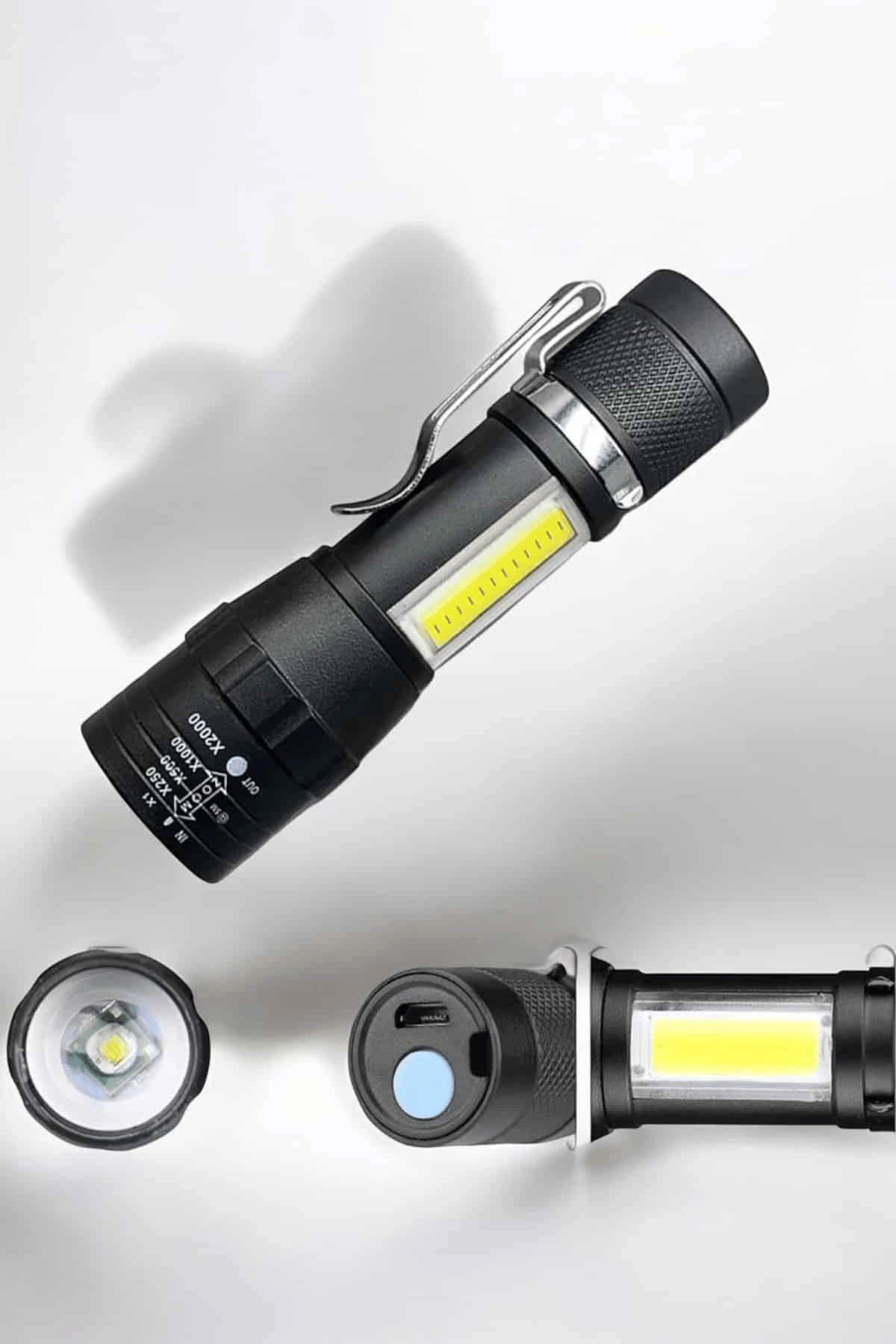 El Feneri Led USB Şarjlı Zoom Mini Led Işık Acil Durum Feneri