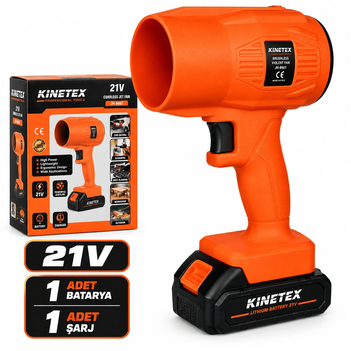 Fön Model Şarjlı Hava Üfleyici Fan Körük 21v - 220-240v Toz-kar-mangal Üfle - Pet Kurut Üfleme Ktx-3463 Bx40