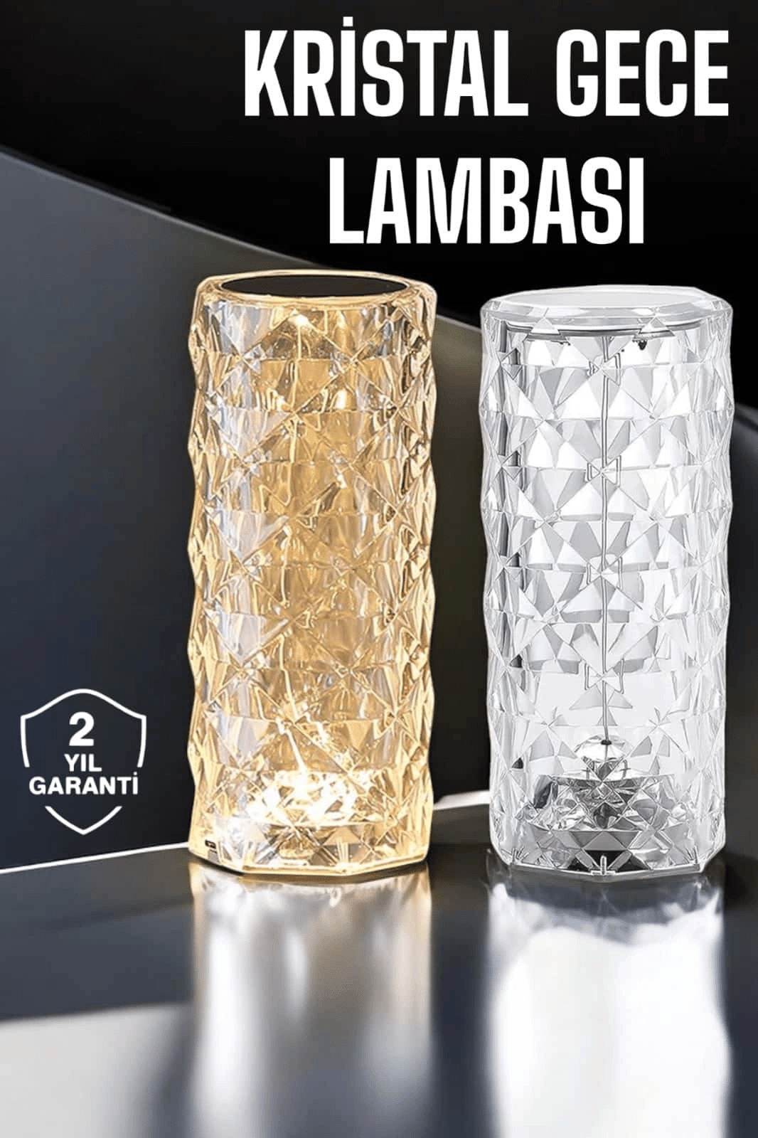 Gece Lambası Kristal Lamba Dokunmatik Şarjlı Hediyelik