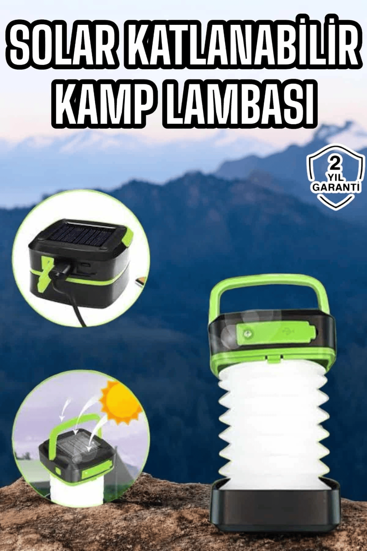 Güneş Enerjili Led Lamba Kamp Lambası Katlanabilir Lamba USB Şarjlı