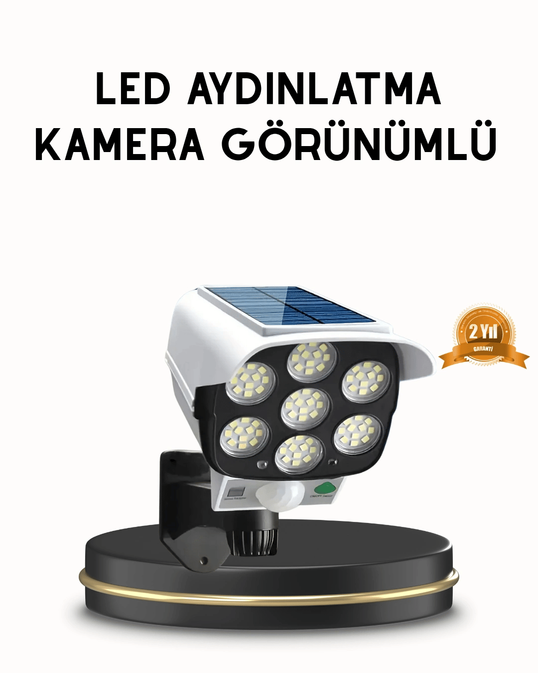 Güneş Paneliyle Şarj Olan Hareket Sensörlü Dış Mekan Güvenlik Lambası Ayarlanabilir