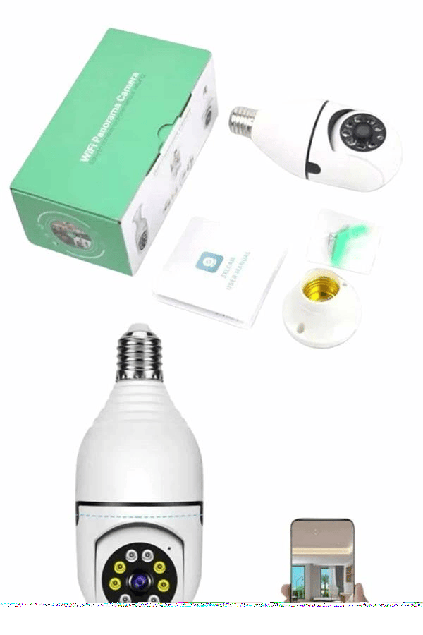 Güvenlik Kamerası Wi-Fi Özellikli 360 Derece Full Hd 1080p Ampül Kamera