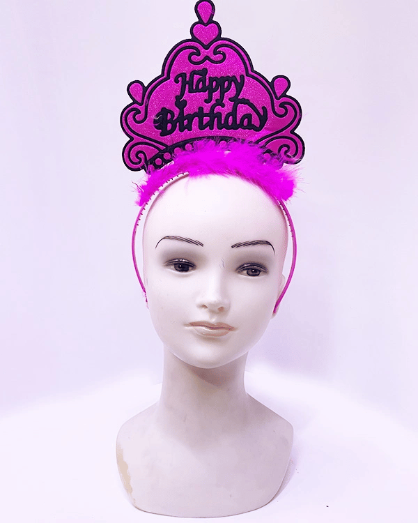 Happy Birthday Neon Fuşya Renk Doğum Günü Tacı 24x15 Cm Bx40