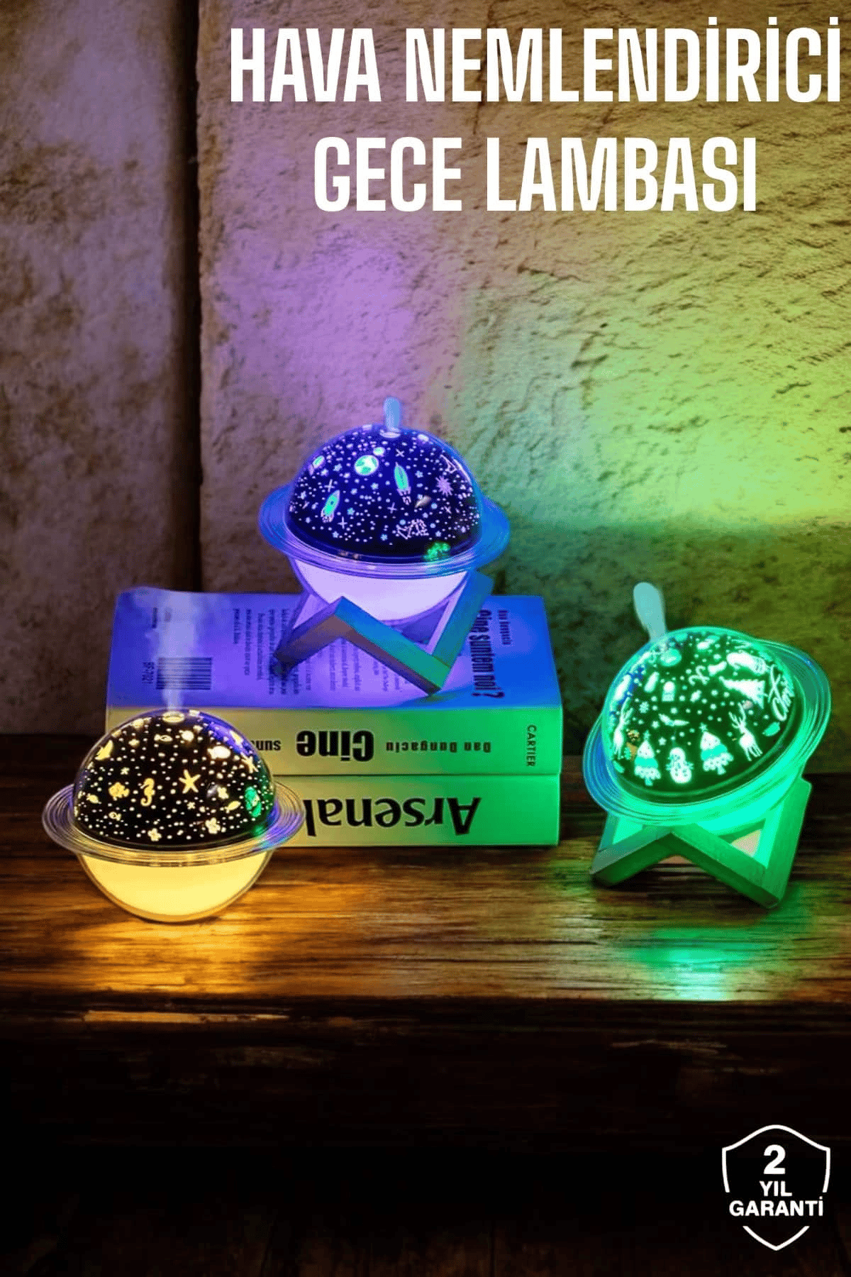 Hava Nemlendirici Masa ve Gece Lambası USB Projeksiyon Aromaterapi