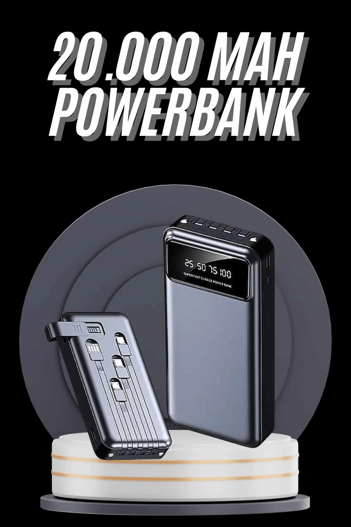 Hızlı Şarj Özellikli 20.000 Mah Dijital Göstergeli USB Girişli Android ve İOS Uyumlu Powerbank
