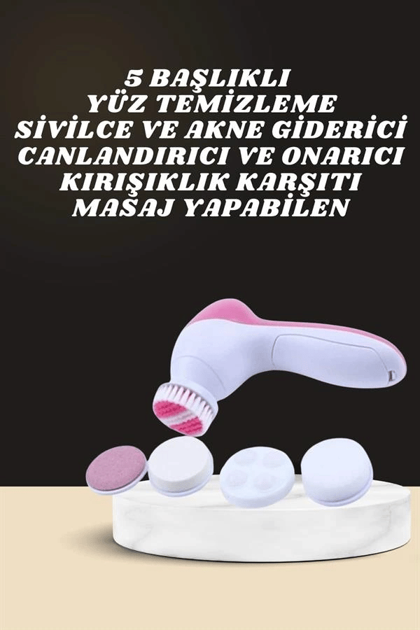 İkili Cilt Bakım Seti 5 Başlıklı Yüz Temizleme ve Masaj Aleti Canlandırıcı ve Onarıcı