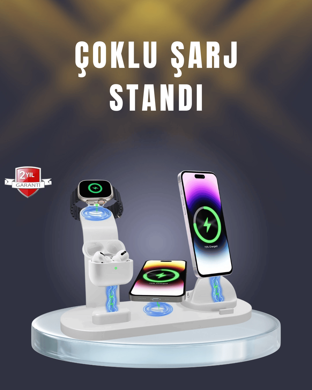 iPhone, AirPods ve Akıllı Saat Uyumlu Çoklu Şarj Cihazı