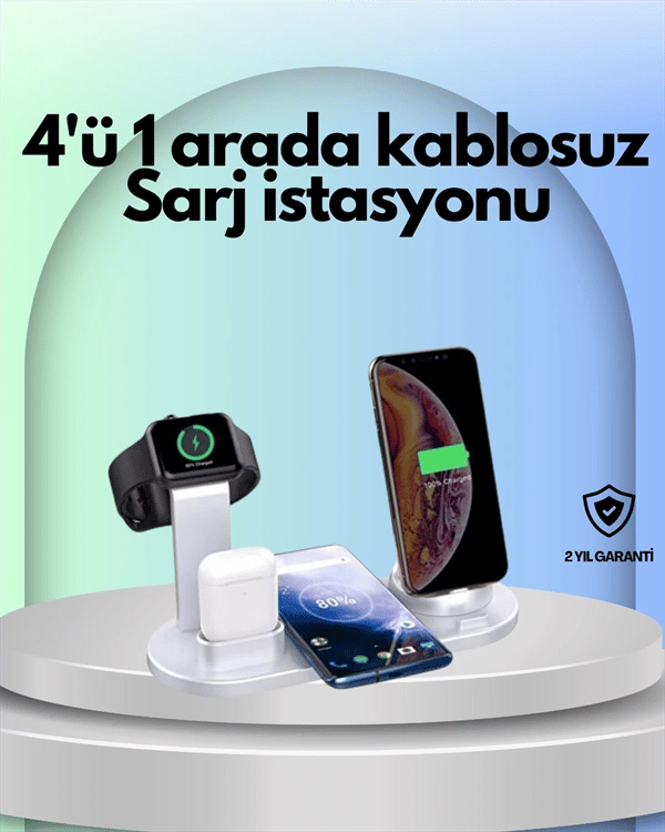 iPhone, Apple Watch ve AirPods ile Uyumlu 4'ü 1 Arada Şarj Ünitesi – Tüm Apple Cihazları Tek Noktada