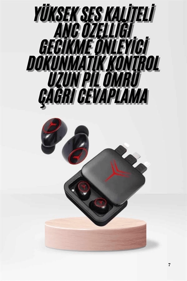 Kablosuz Şarj Göstergeli Powerbank Özellikli Bluetooth Kulaklık Çağrı Cevaplayabilen