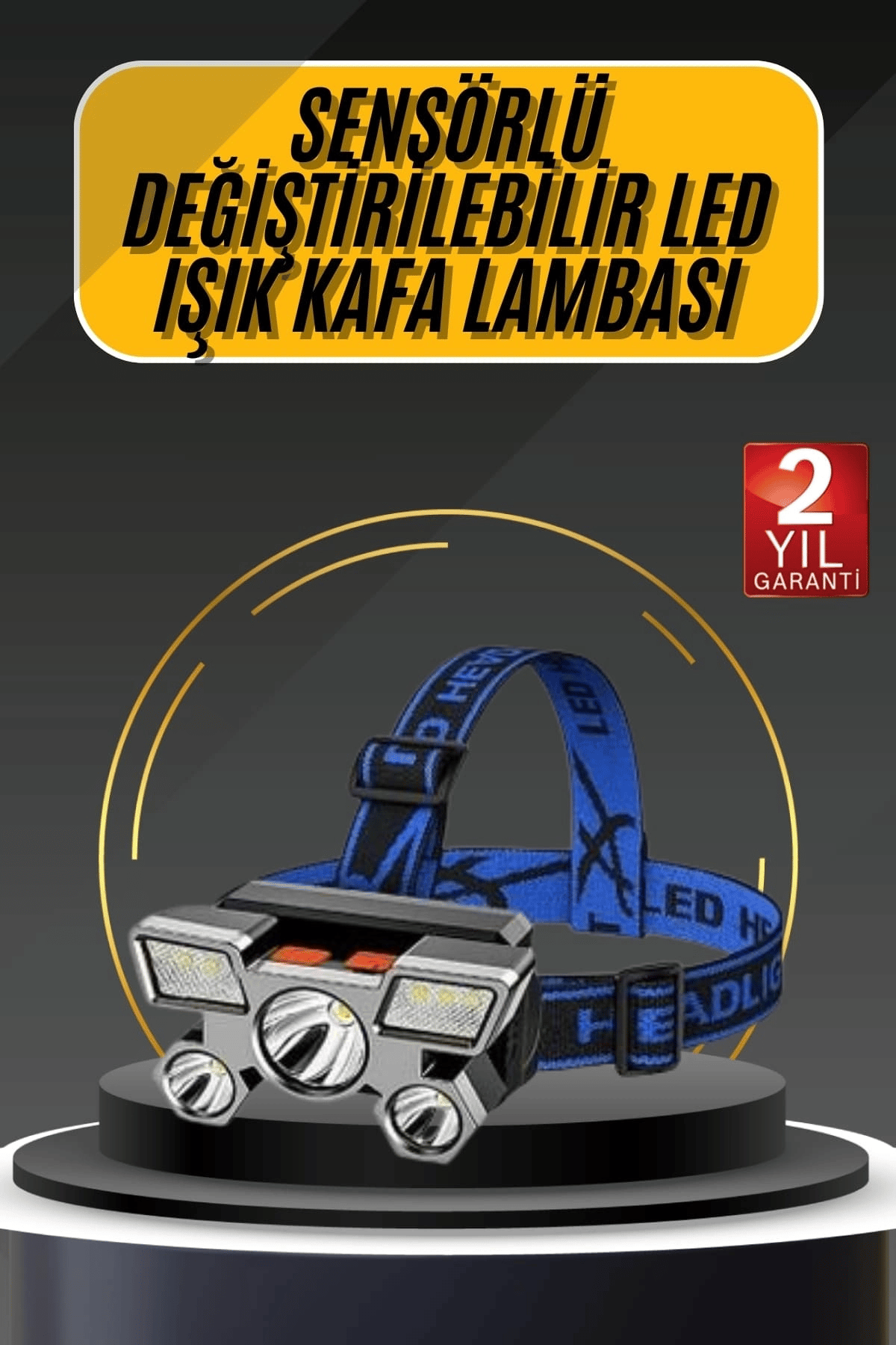 Kafa Lambası 800 Lümen 4 Mod Yüksek Işık Flaşörlü Şarjlı Led Lamba