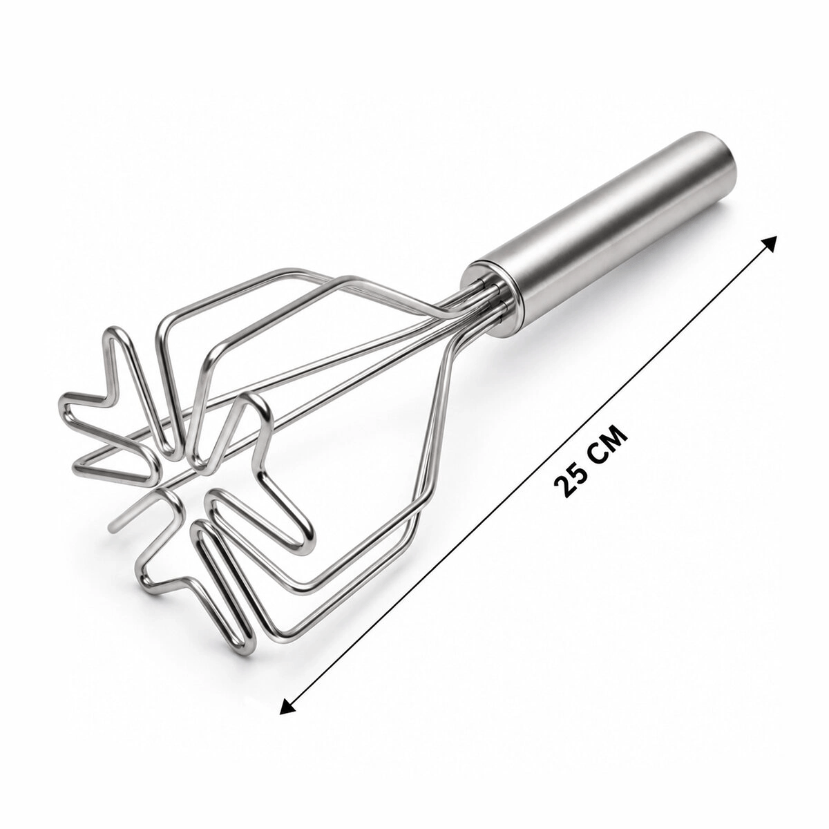 Kalp Şekil Çap: 9cm Krom Saplı=12cm Metal Patates Ezici Toplam Uzunluk: 26cm Bx40