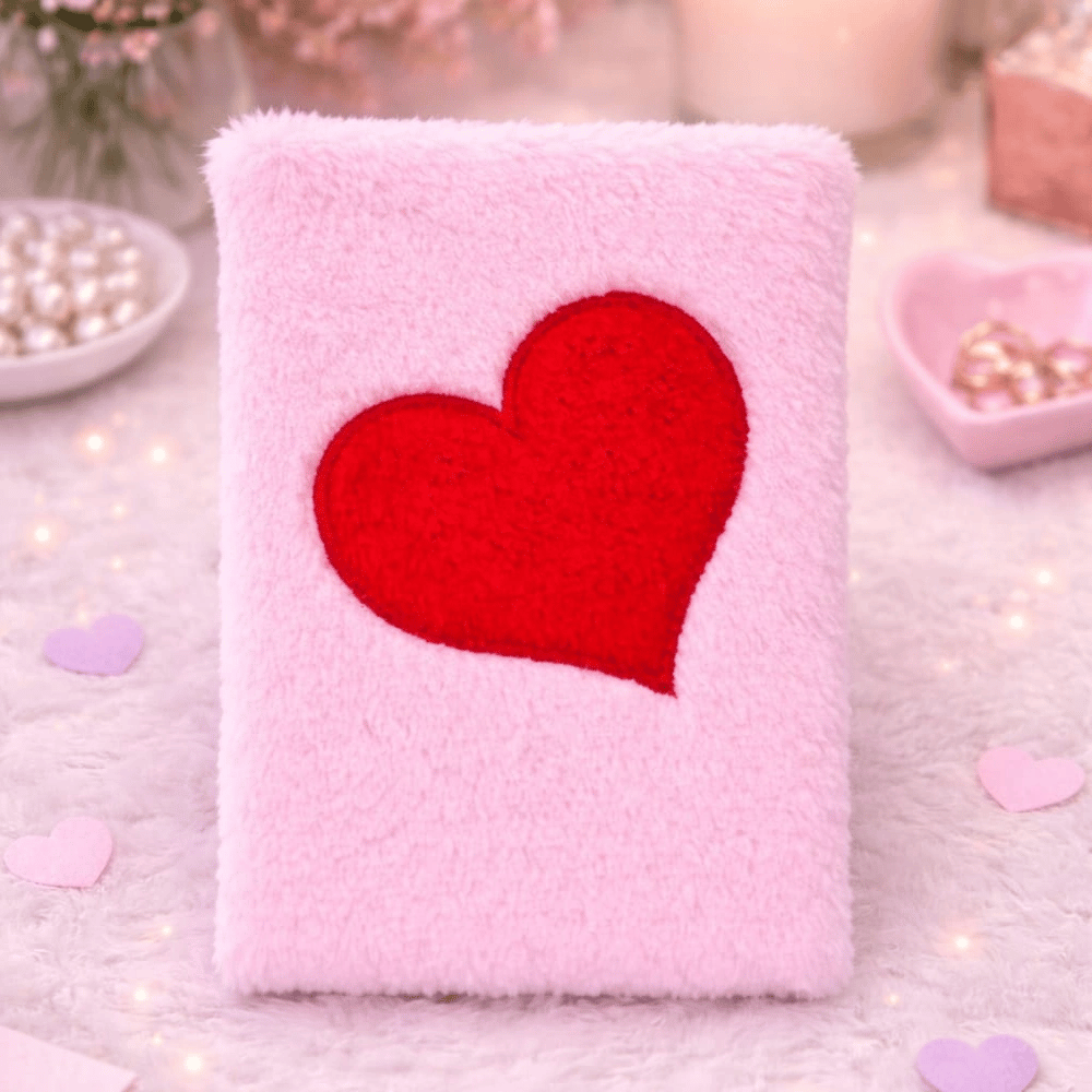 Kalpli Pembe Peluş Defter