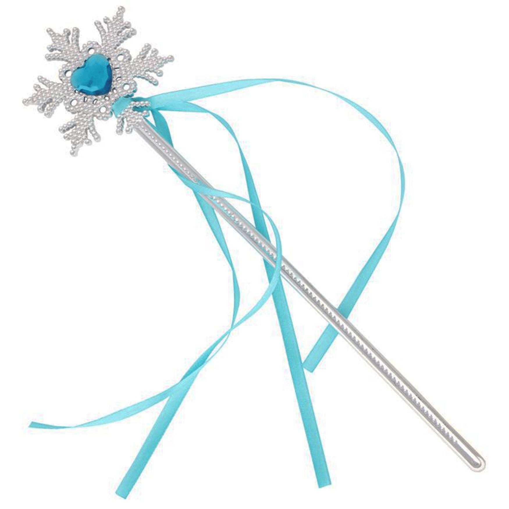 Kar Taneli Mavi Kalp Taşlı Saten Kurdeleli Karlar Ülkesi Elsa Asası Sopası 34 Cm Bx40