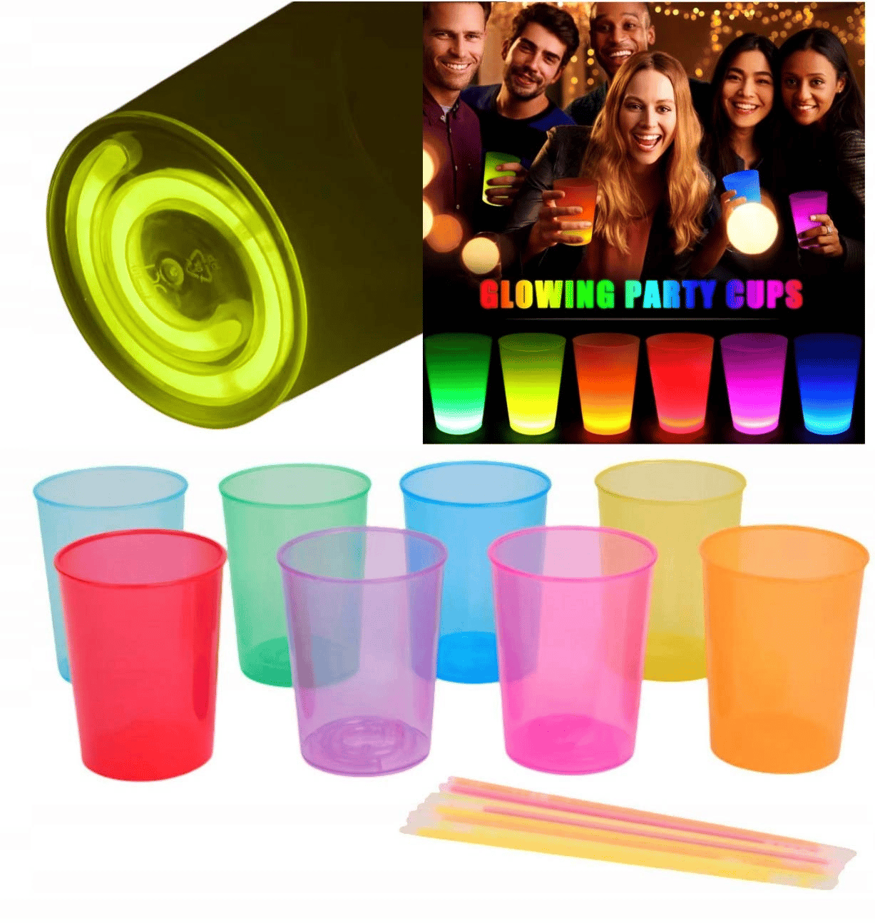 Karanlıkta Yanan Gece Işığı Mega Glow Bardaklar 8 Adet 8.5 X 10.5 Cm Bx40