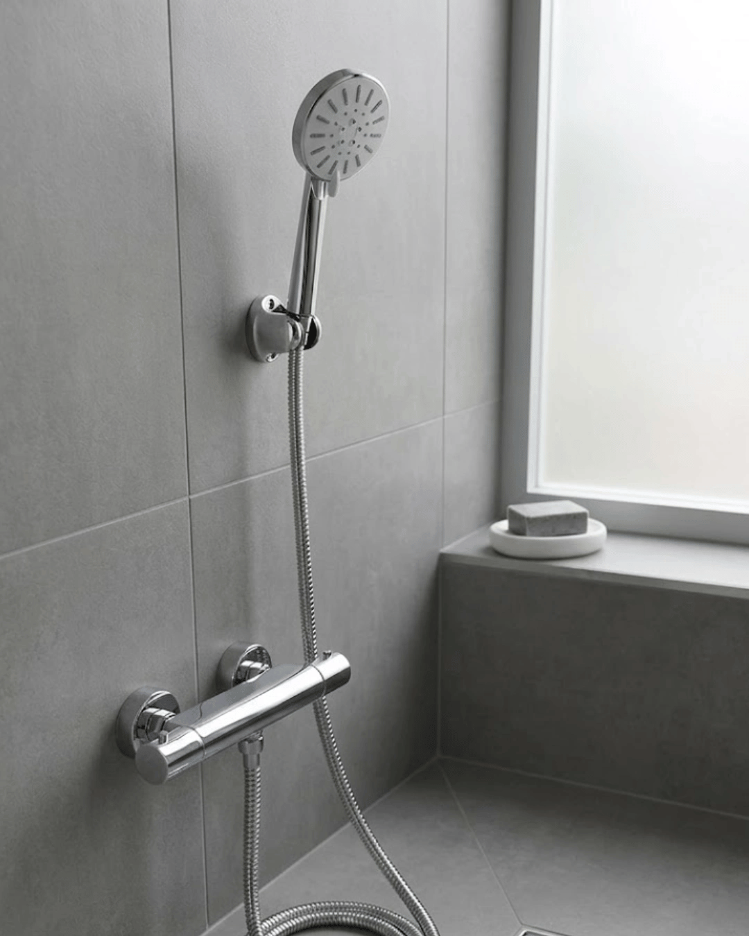 Krem Duş Başlığı Seti 4 Kademeli El Duşu Spiral Hortumlu Banyo Seti