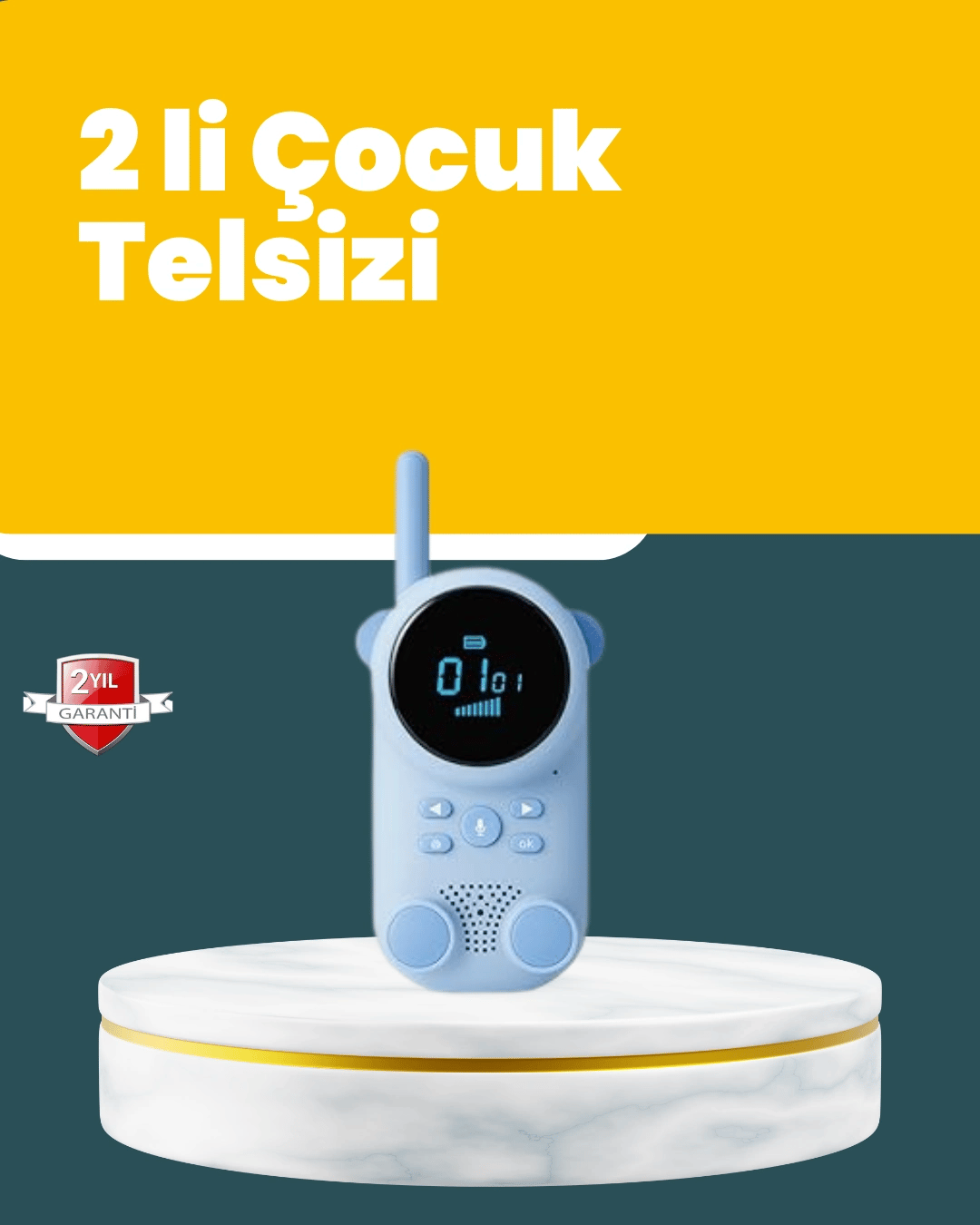 LCD Ekranlı Çocuk Telsizi – İki Yönlü Ses, 1-3 km Çekim Mesafesi
