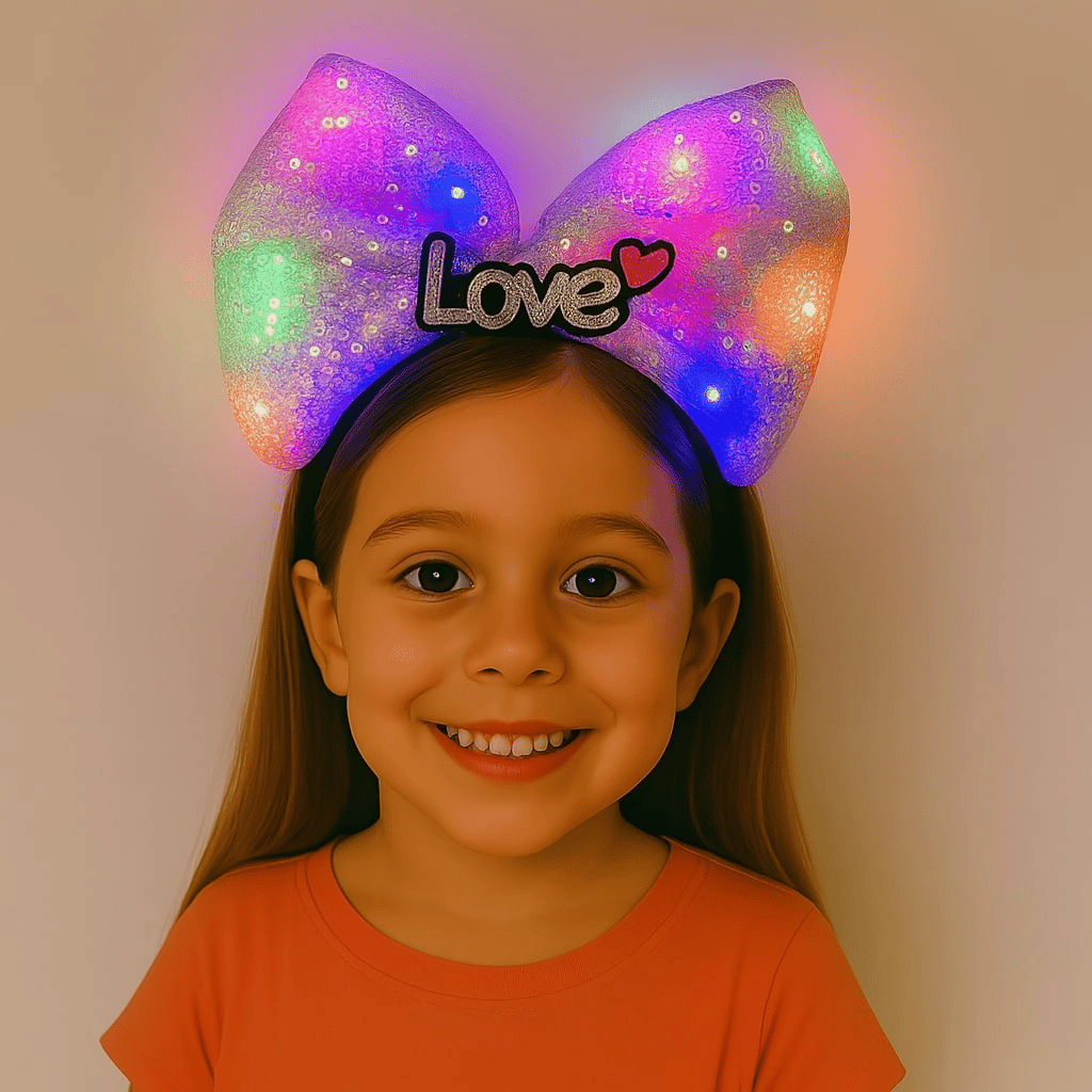 Led Işıklı Love Yazılı Mor Fiyonk Taç – Kız Çocuk Parti Tacı Bx40