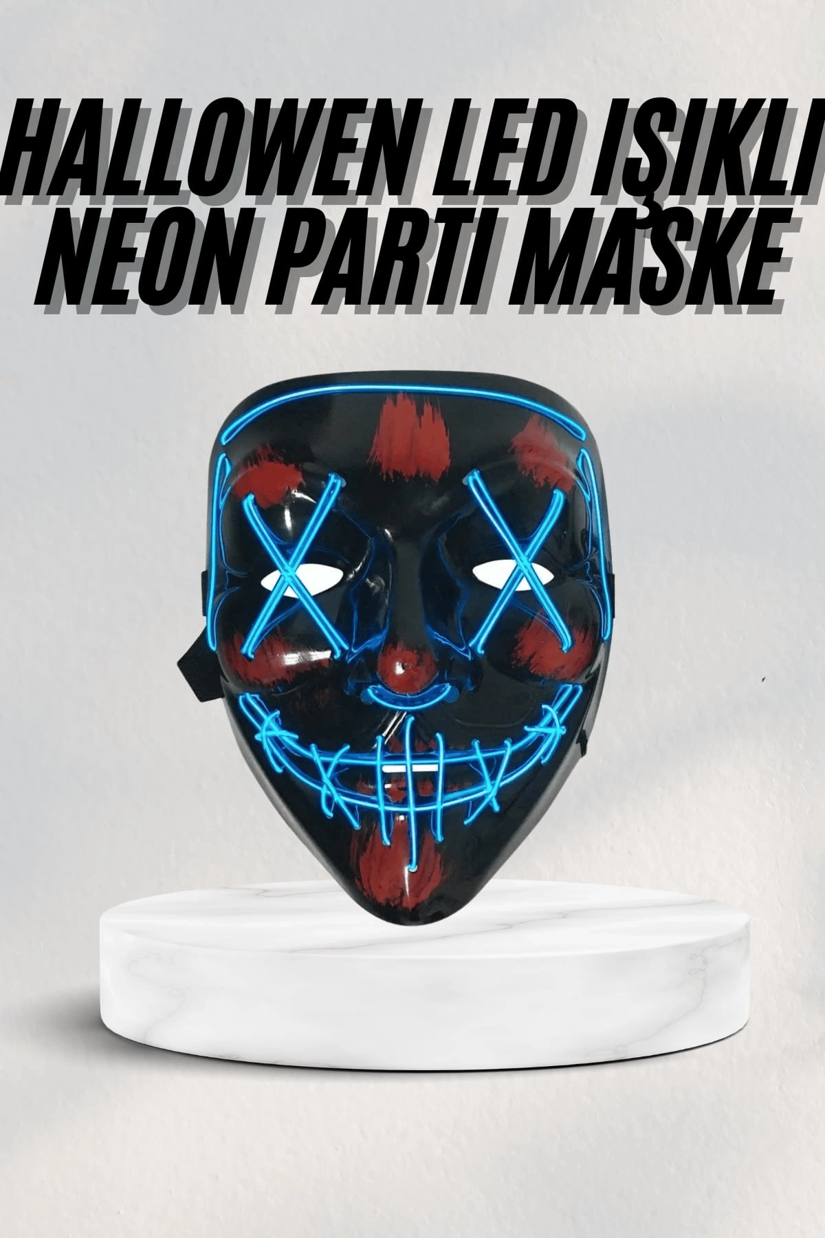 Led Işıklı Neon Maske Cadılar Bayramı Maskesi Korkunç Korku Maskesi