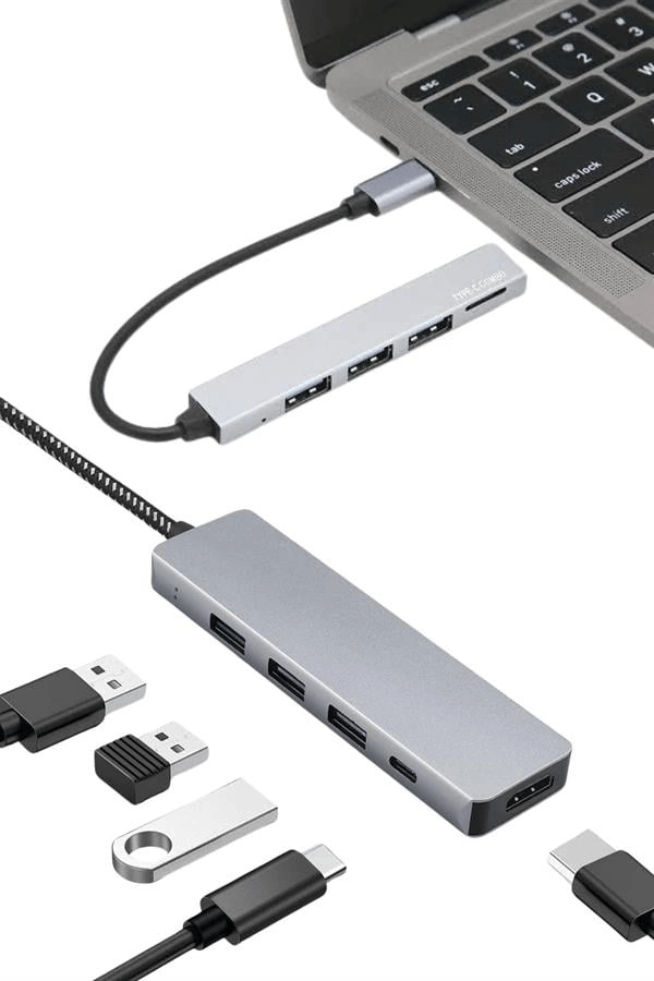 Macbook Pro/air Uyumlu USB Type-C 8 In 1 Hub Dönüştürücü Çevirici Çoklayıcı USB Hdmı Micro Sd 8 Girişli