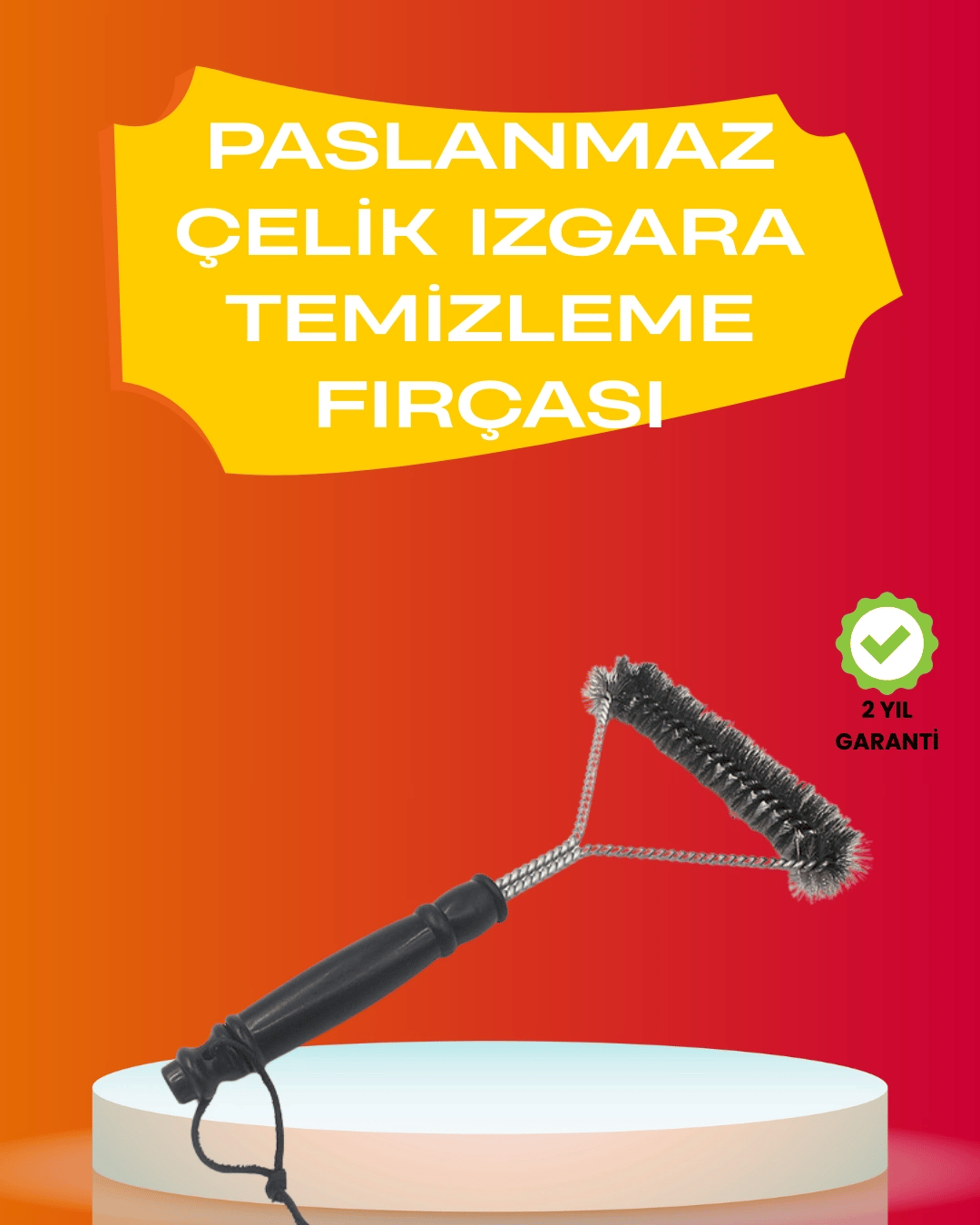 Mangal Izgara Temizleme Fırçası Pas Tutmaz Çelik Telli