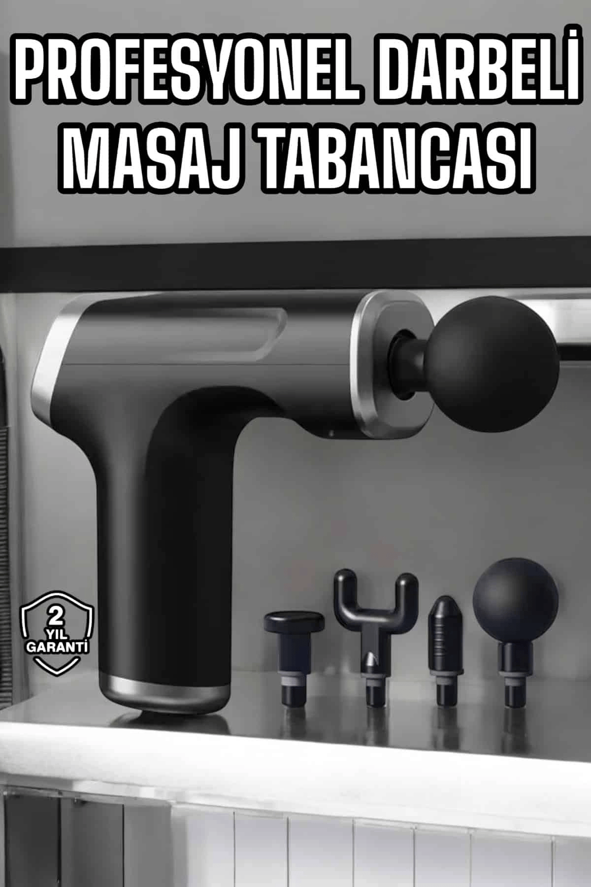 Masaj Tabancası 4 Başlıklı Kas ve Vücut Ağrıları İçin Şarjlı Darbeli