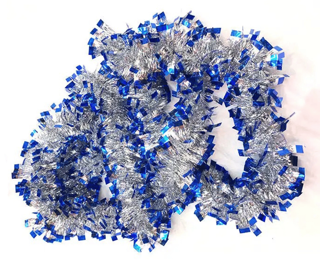 Mavi Gümüş Renk 4 Cm Genişlik Garland Çift Renk Sim Süs 180 Cm Bx40