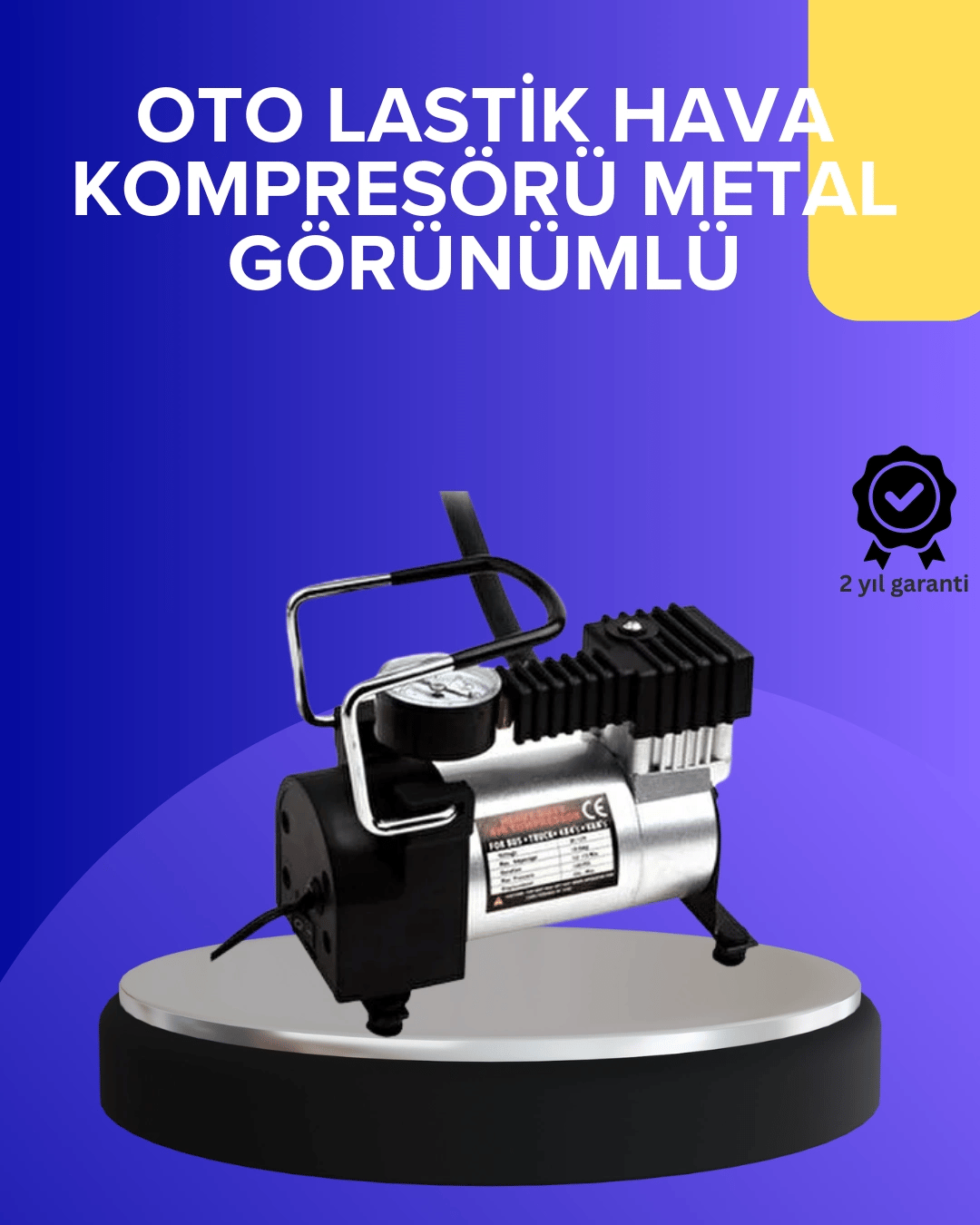 Metal Gövdeli Oto Lastik Hava Kompresörü 12V 140 PSI Hızlı Şişirme