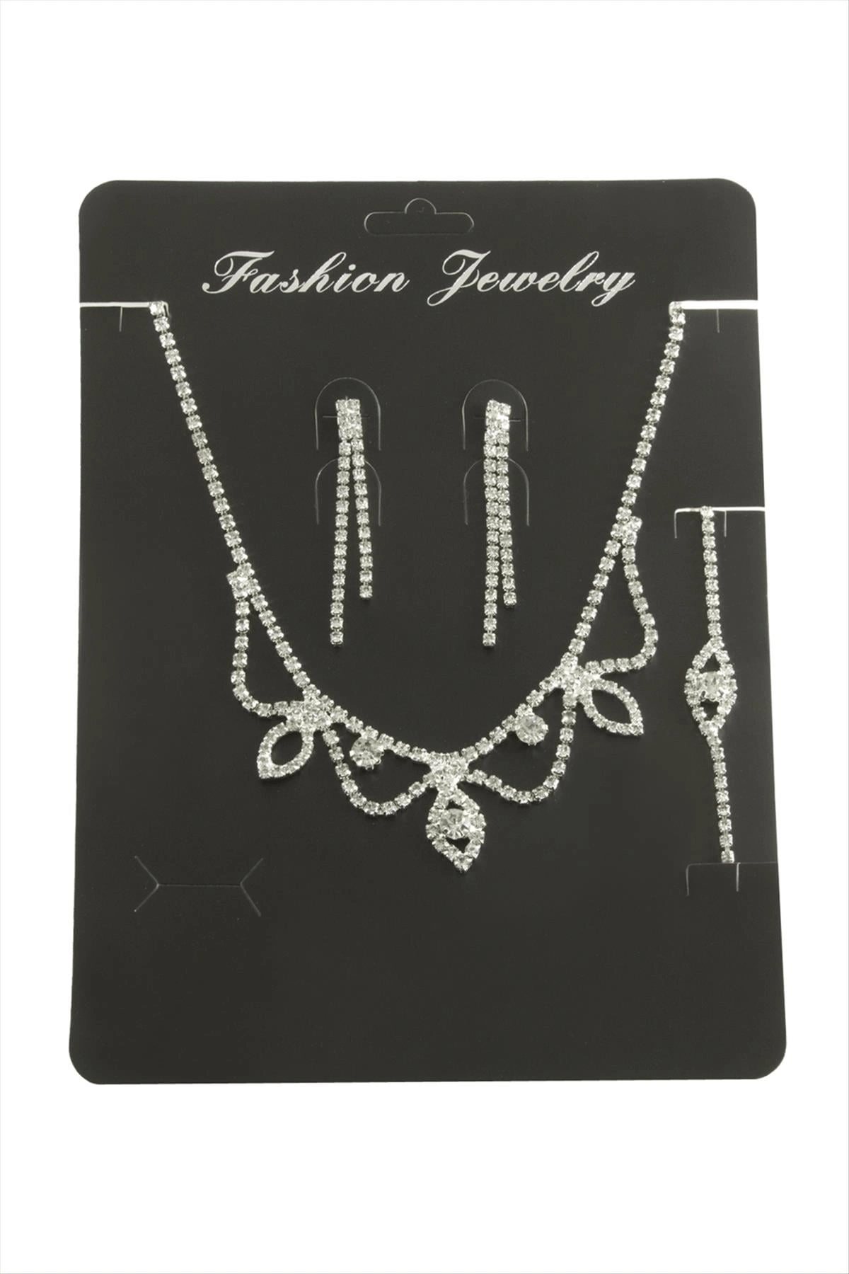 Oval Taşlı Set Kolye