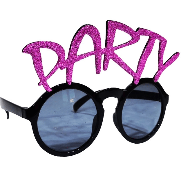 Party Yazılı Fuşya Renk Parti Gözlüğü 15x7 Cm Bx40