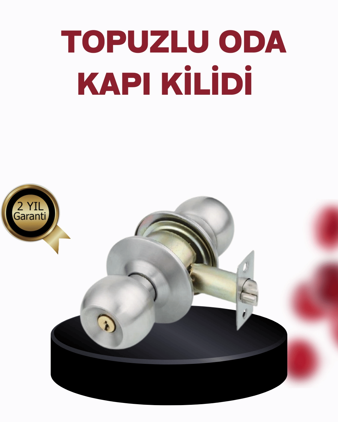 Paslanmaz Çelik Dayanıklı Topuzlu Kapı Kilidi