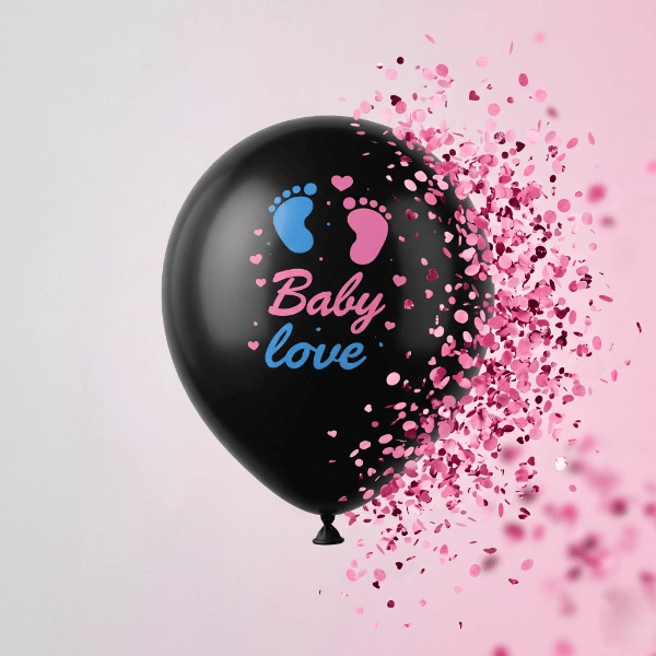 Pembe Konfetili Cinsiyet Balonu