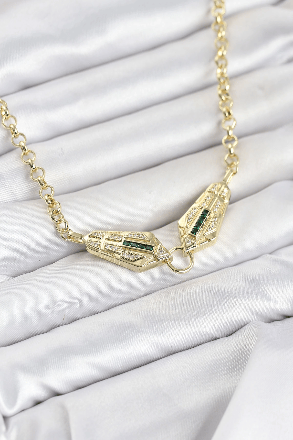 Pirinç Gold Renk Zirkon Taşlı Serenay Kolye