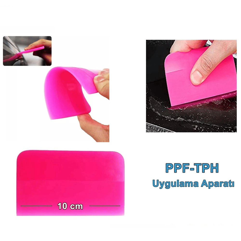 PPF/TPH Silikon Çekçek Ragle Cam Filmi Çekme Uygulama Aparatı Pembe 10x7.5cm