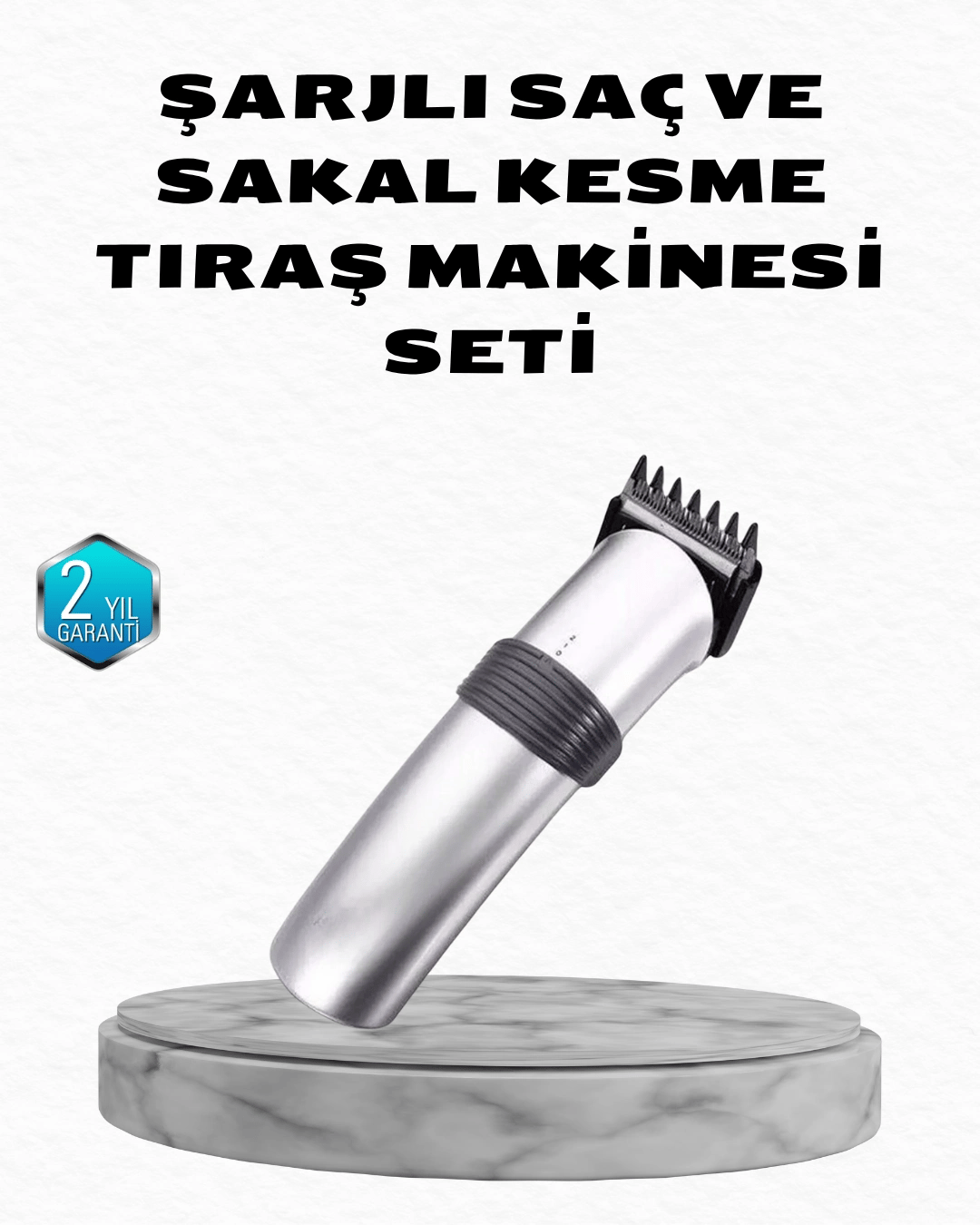 Profesyonel Şarjlı Saç ve Sakal Kesme Makinesi – Paslanmaz Çelik Bıçaklı, Ergonomik ve Sessiz Motorlu
