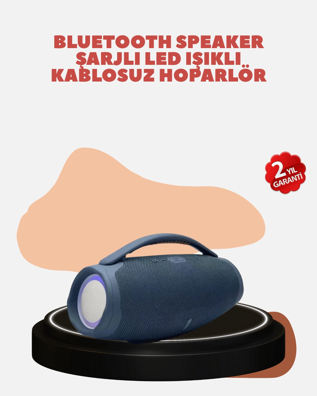 Renkli LED Efektli Suya Dayanıklı Taşınabilir Kablosuz Hoparlör