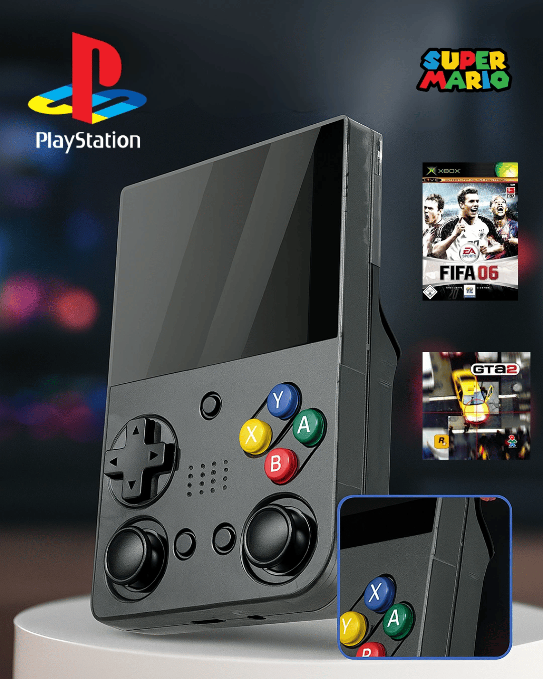 Retro El Atarisi 3.5 HD Ekran – PSP PS1 Mario GTA FIFA Destekli 10.000 Oyun Konsolu