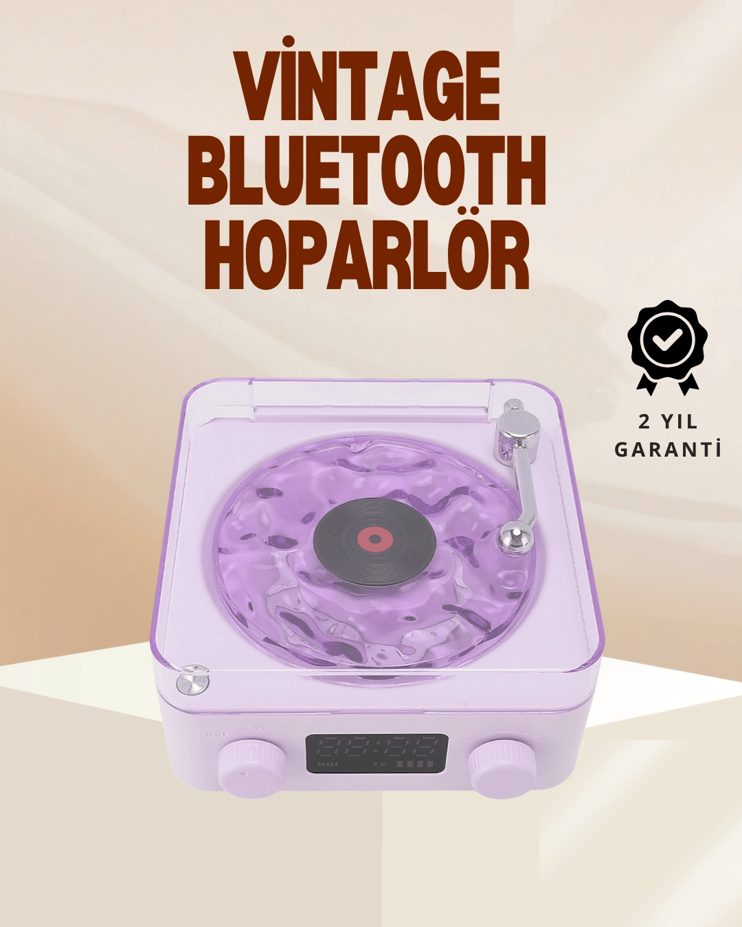 Retro Pikap Hoparlör – Şarjlı Kablosuz Projektör ve Gece Lambası