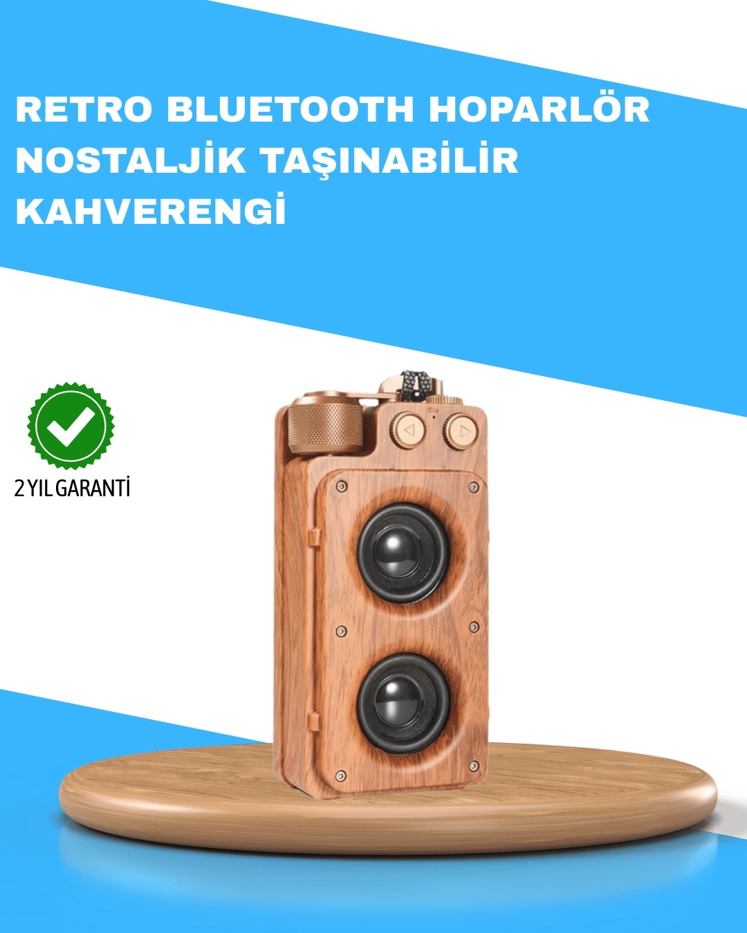 Retro Radyo Tasarım Bluetooth Hoparlör 1800mAh Uzun Çalma Süresi