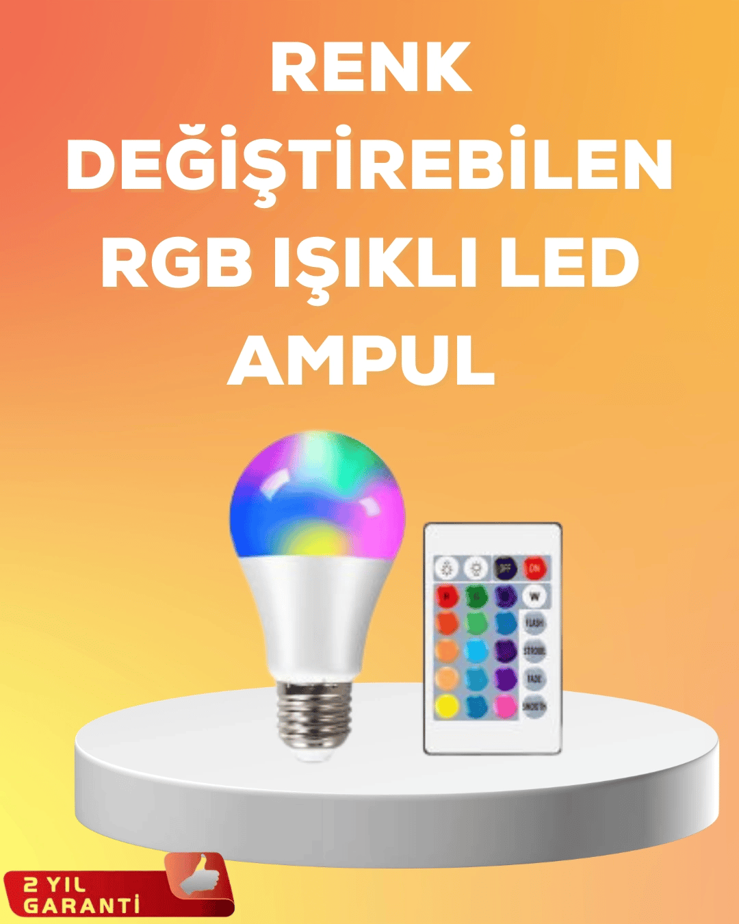 RGB Uzaktan Kumandalı LED Ampul 16 Renk A Kalite 2025 Model Orijinal