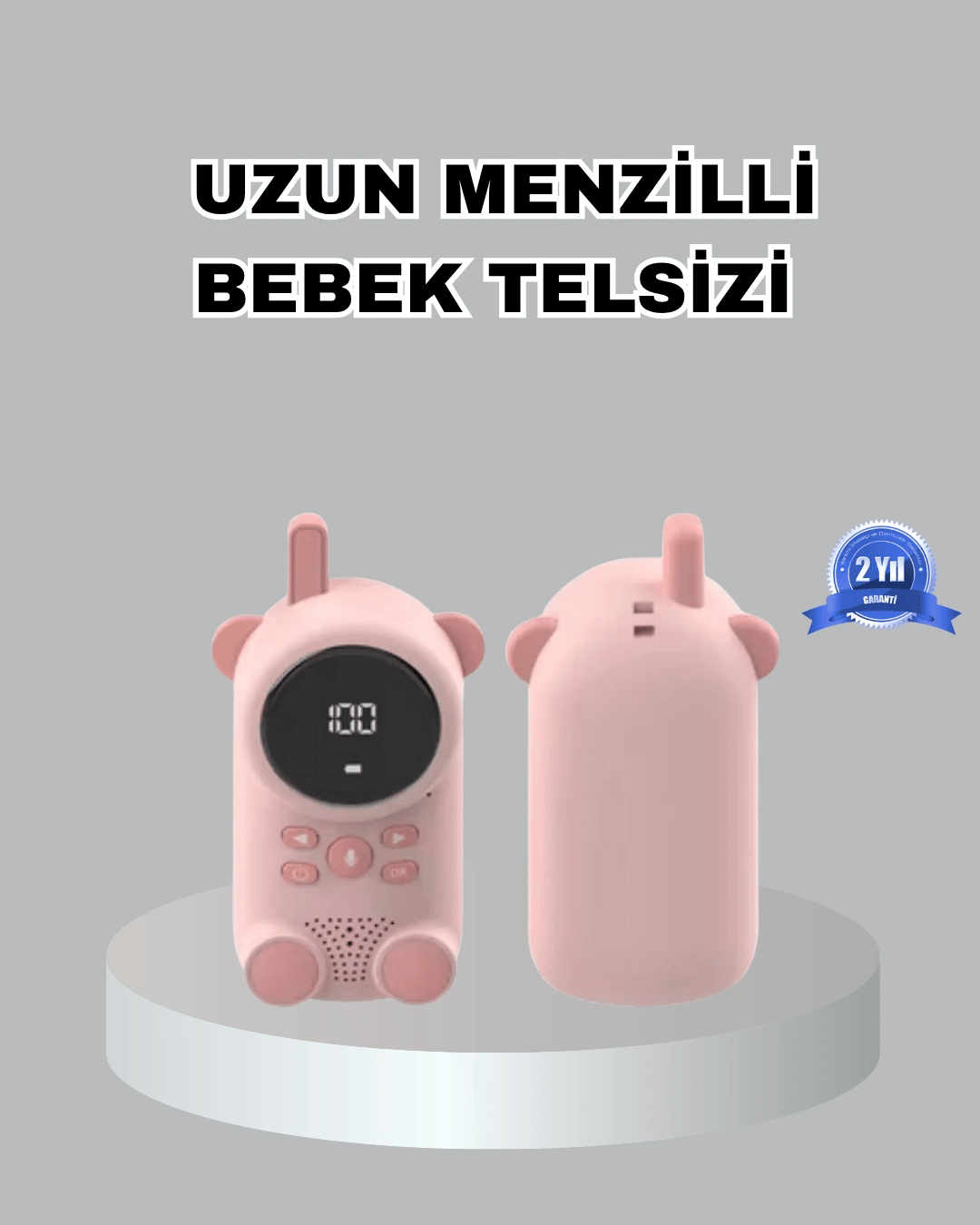 Şarjlı Bebek Telsizi Uzun Mesafe 22 Kanal LCD Ekran VOX Modu 400 mAh