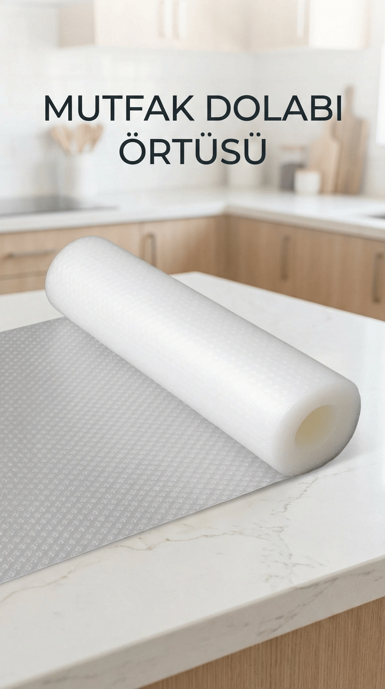 Şeffaf Kaydırmaz Dolap İçi Raf Örtüsü 45x300 cm PVC Malzeme