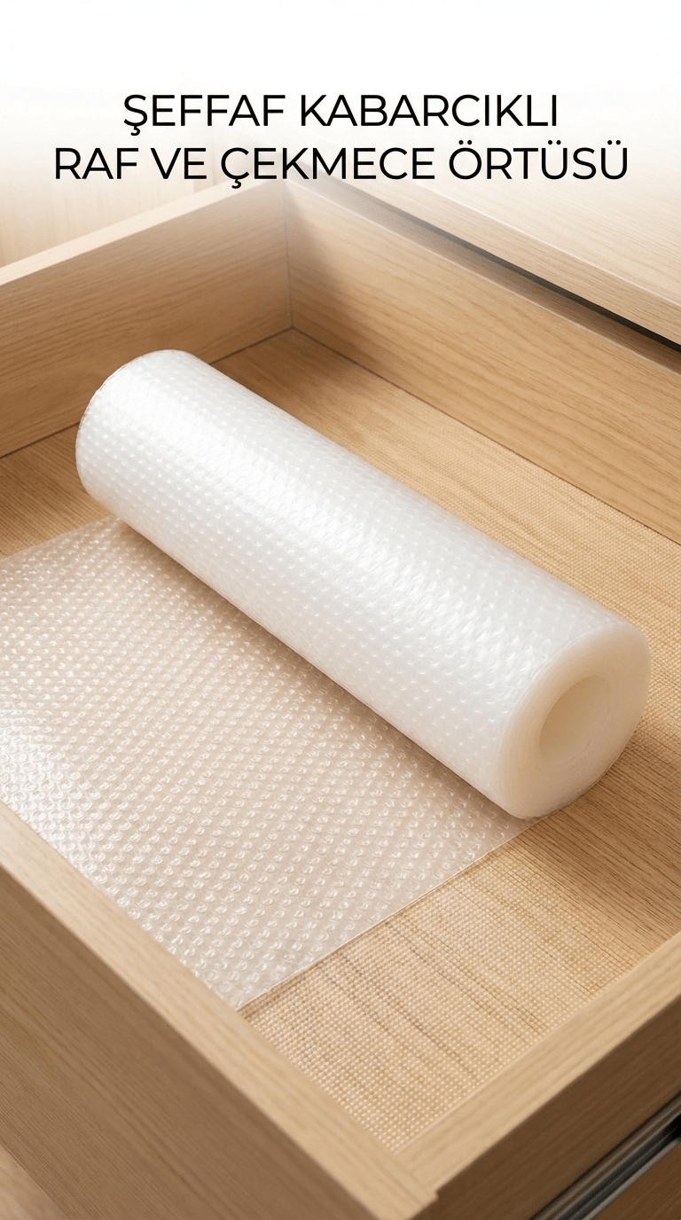 Şeffaf Pvc Raf ve Dolap İçi Kaydırmaz Koruyucu Örtü 45x300 cm
