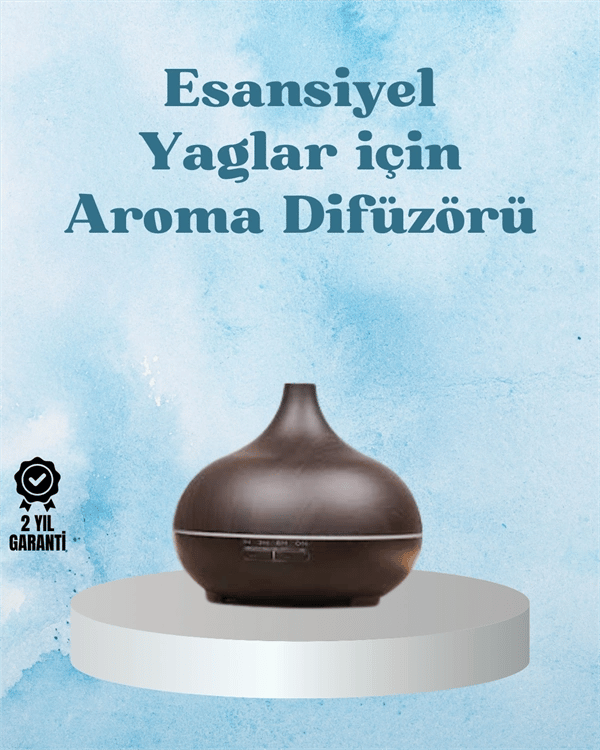 Sessiz Çalışan Aromaterapi Difüzörü – 4 Zaman Ayarlı, 7 Renkli Işık Seçeneği