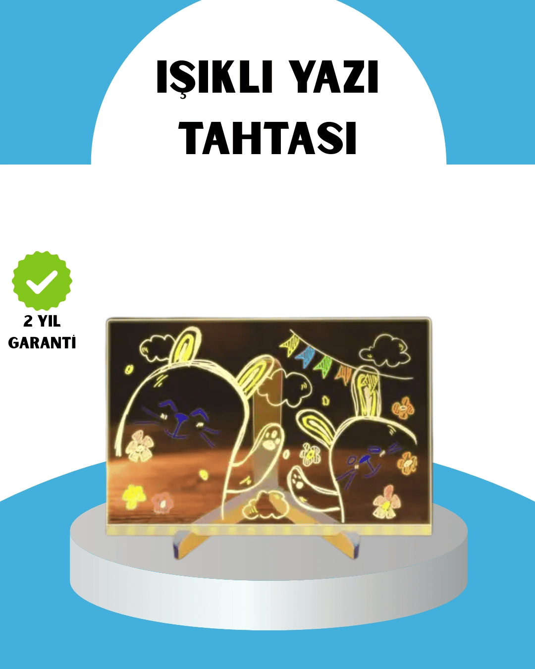 Silinebilir LED Mesaj Tahtası 7 Renkli Kalem Dahil