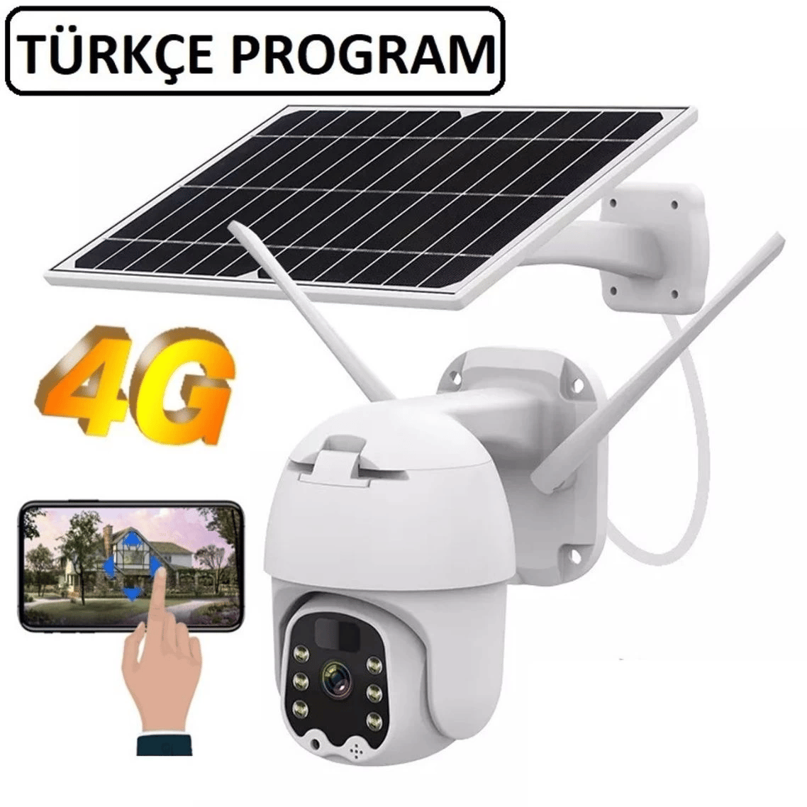 Sim Kartlı 4g Ptz 360 Hareketli Solar Güneş Enerjili 1080p Kamera Türkçe Program Son Sürüm